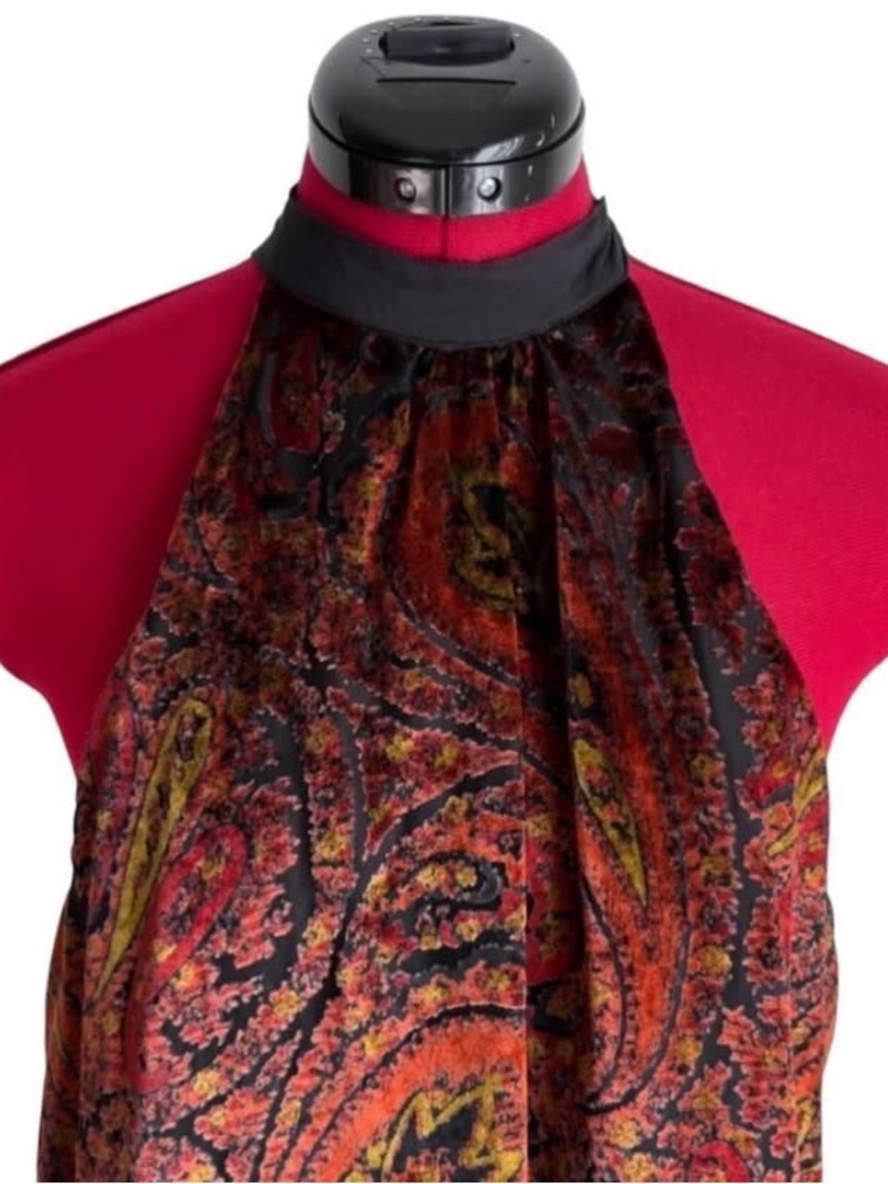 Free People Velvet Paisley Halter Top Cami Tank Blouse Shirt Sleeveless Tie Back - Picture 2 of 8